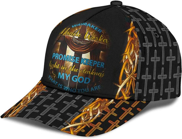 FUNSTUFFPRINT Lion Cross Way Maker Miracle Worker Promise Keeper All Over Print Baseball Cap