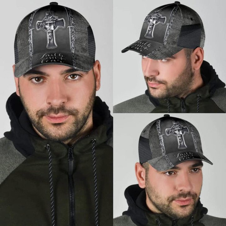 FUNSTUFFPRINT Faith Over Fear Jesus Cross Baseball Cap - Christian Hats for Men and Women
