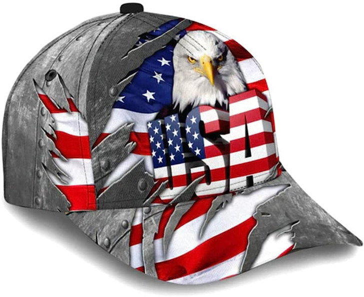 FUNSTUFFPRINT American Flag Bad Eagle Custom Name Baseball Cap - Christian Hats for Men and Women