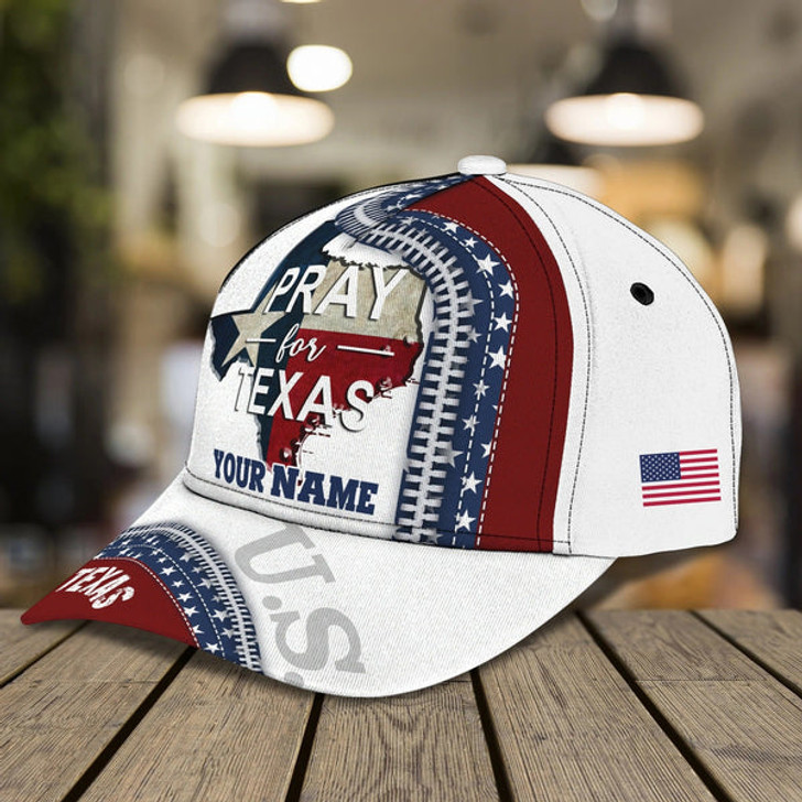 FUNSTUFFPRINT Personalized 3D All Over Print Texas Cap - Baseball Cap God Bless Texas - Pray For Texas Cap Hat