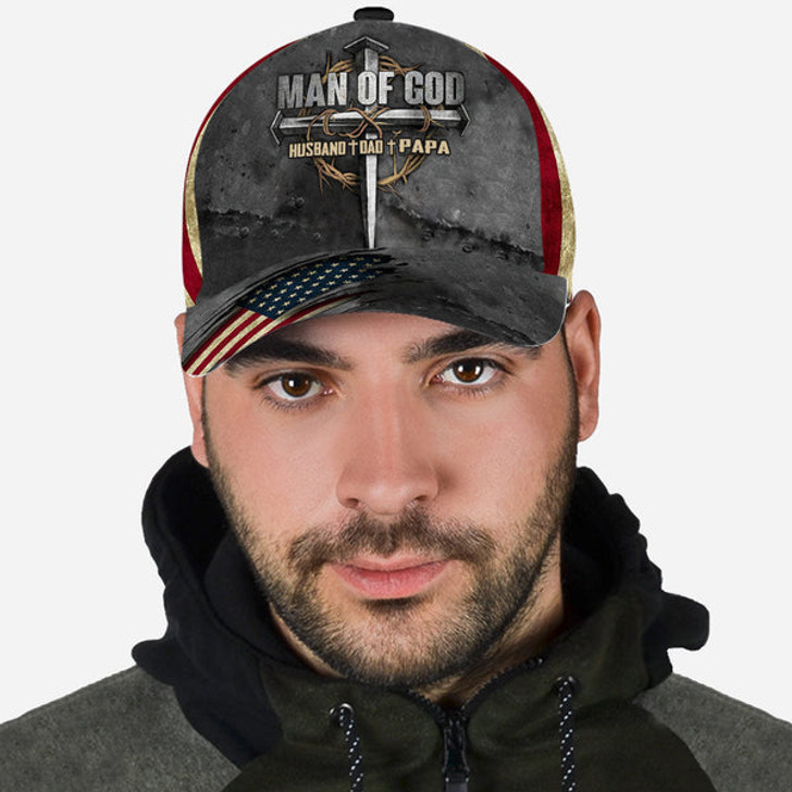 FUNSTUFFPRINT Dad The Man Of God Baseball Cap Hat Christian Classic Cap Hat