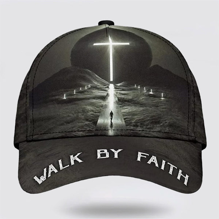 FUNSTUFFPRINT Walk By Faith Cross Classic Hat All Over Print - Christian Hats for Men and Women