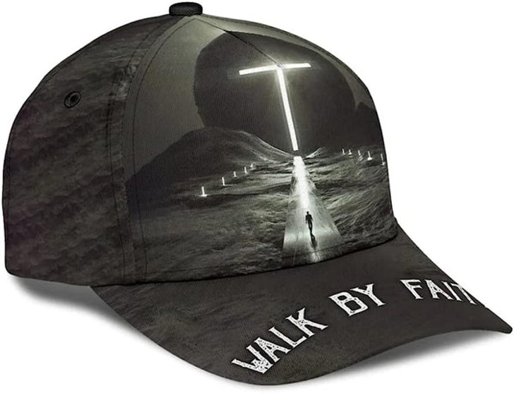FUNSTUFFPRINT Walk By Faith Cross Classic Hat All Over Print - Christian Hats for Men and Women