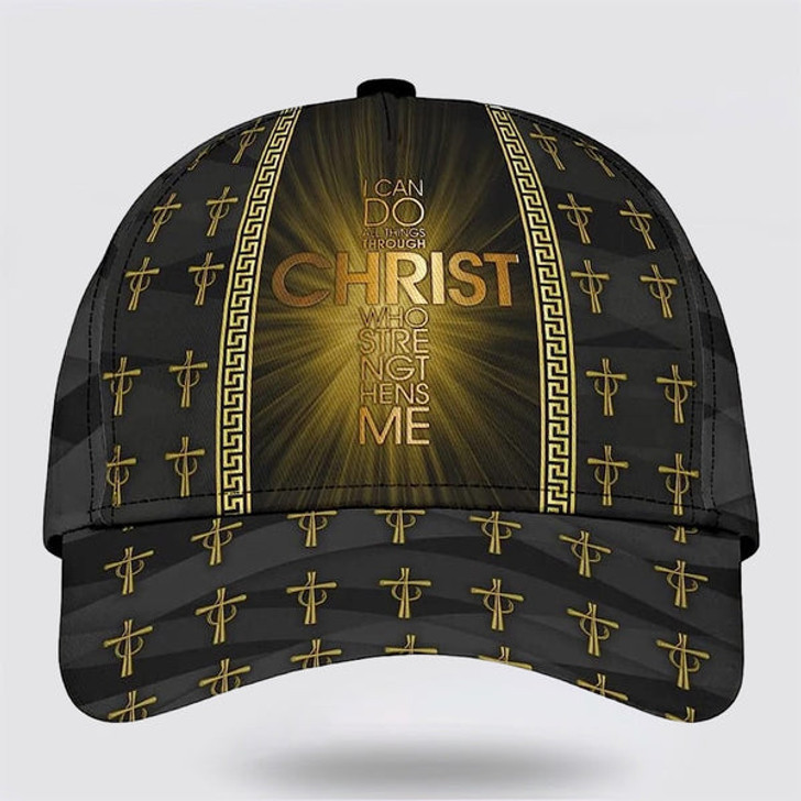FUNSTUFFPRINT The Cross I Can Do All Things Through Christ Classic Hat All Over Print - Christian Hats for Men and Women