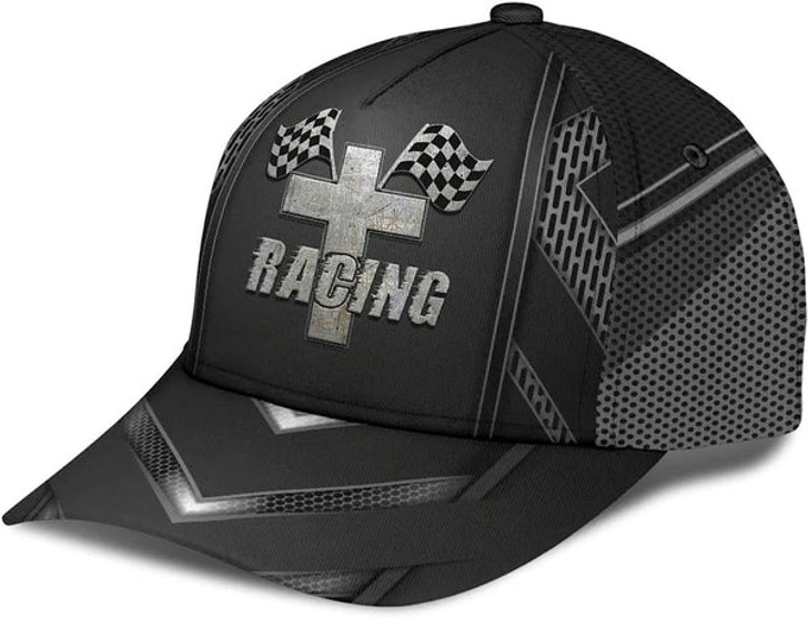 FUNSTUFFPRINT Racing The Cross Classic Hat All Over Print - Christian Hats for Men and Women