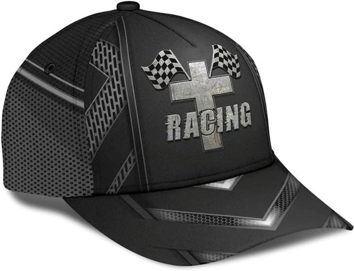 FUNSTUFFPRINT Racing The Cross Classic Hat All Over Print - Christian Hats for Men and Women