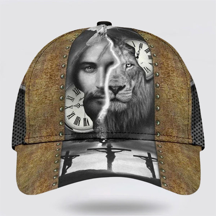 FUNSTUFFPRINT The Lion And Jesus Face Classic Hat All Over Print - Christian Hats for Men and Women