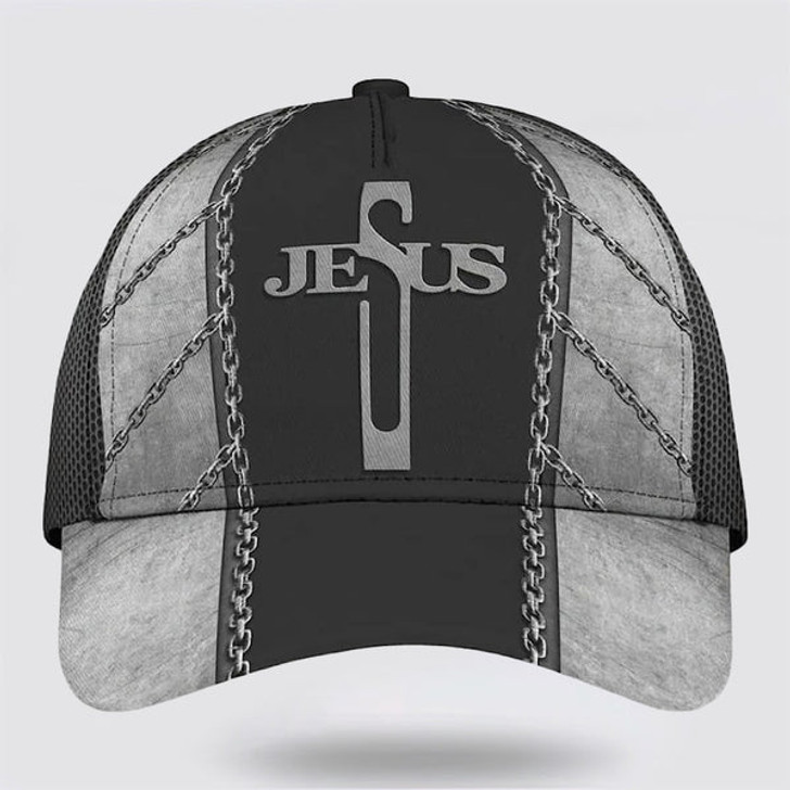 FUNSTUFFPRINT Jesus With Cross Classic Hat All Over Print - Christian Hats for Men and Women