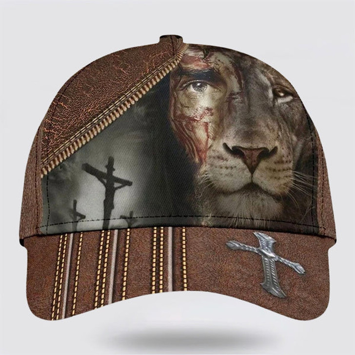 FUNSTUFFPRINT Lion Crucifixion Of Jesus Classic Hat All Over Print - Christian Hats for Men and Women