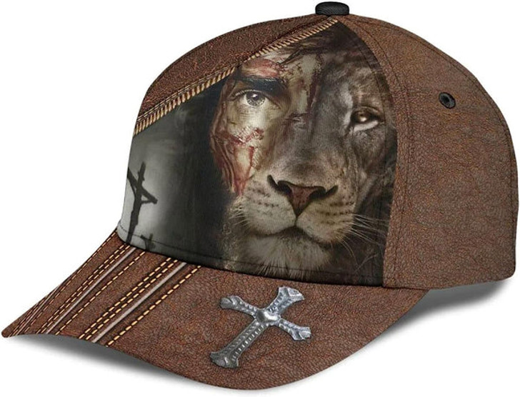 FUNSTUFFPRINT Lion Crucifixion Of Jesus Classic Hat All Over Print - Christian Hats for Men and Women