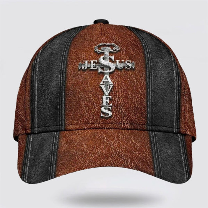 FUNSTUFFPRINT Jesus Saves Nail Cross Classic Hat All Over Print - Christian Hats for Men and Women