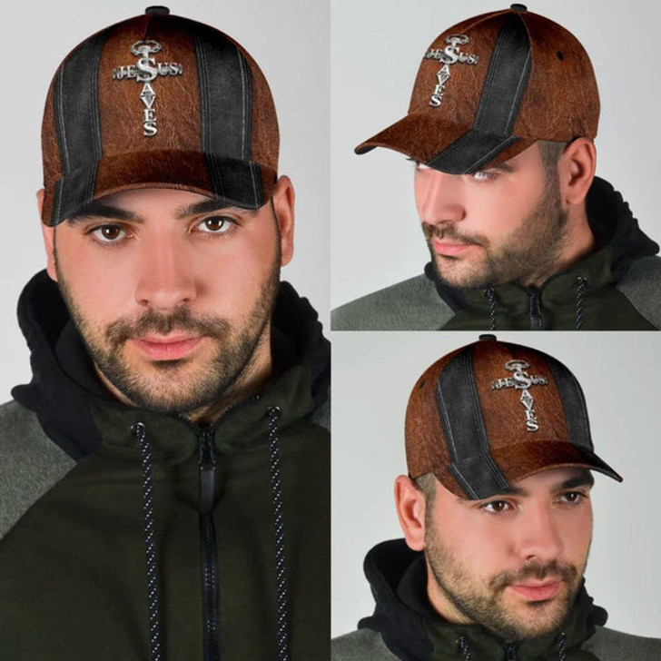 FUNSTUFFPRINT Jesus Saves Nail Cross Classic Hat All Over Print - Christian Hats for Men and Women