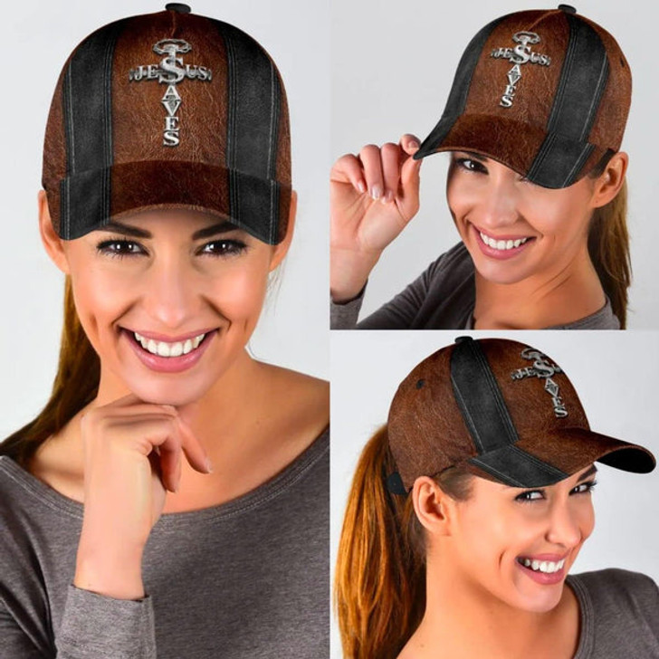 FUNSTUFFPRINT Jesus Saves Nail Cross Classic Hat All Over Print - Christian Hats for Men and Women