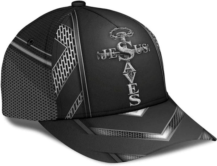 FUNSTUFFPRINT Jesus Saves Cross Nails Classic Hat All Over Print - Christian Hats for Men and Women
