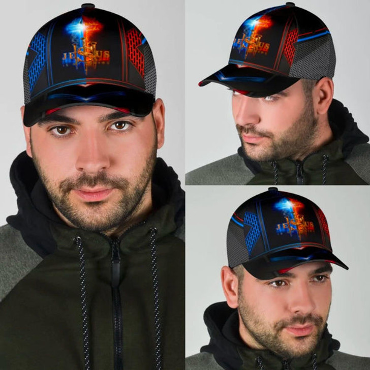 FUNSTUFFPRINT Jesus Is My Savior The Cross Light Baseball Cap - Christian Hats for Men and Women