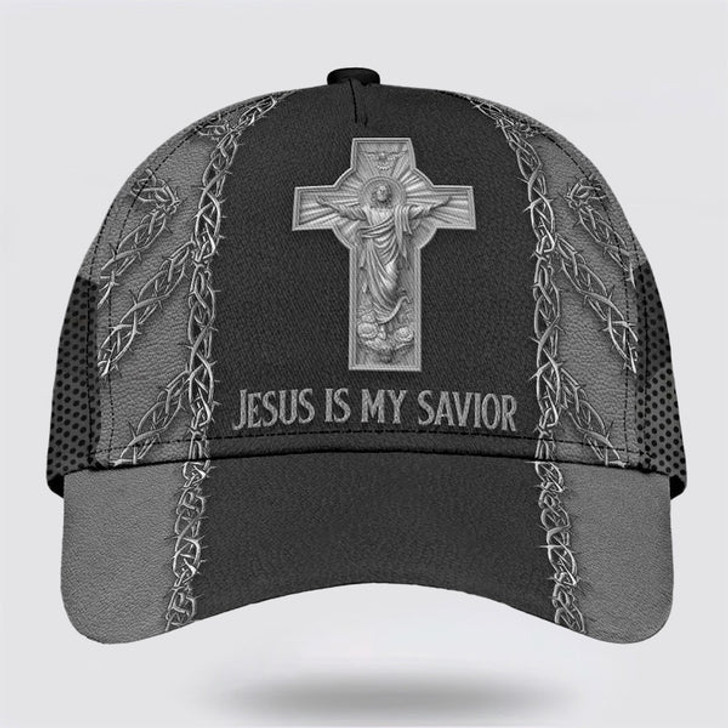 FUNSTUFFPRINT Jesus Is My Savior Cross Baseball Cap - Christian Hats for Men and Women