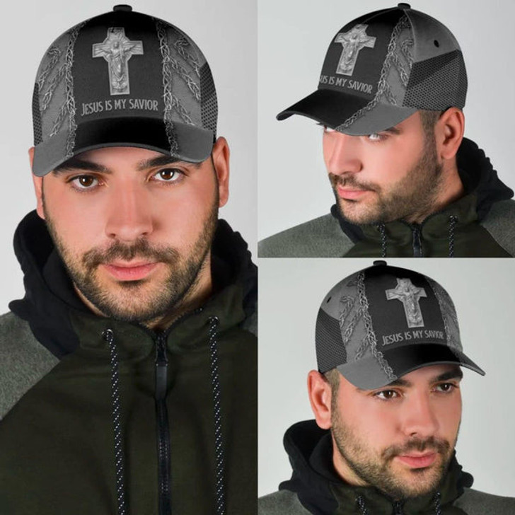 FUNSTUFFPRINT Jesus Is My Savior Cross Baseball Cap - Christian Hats for Men and Women