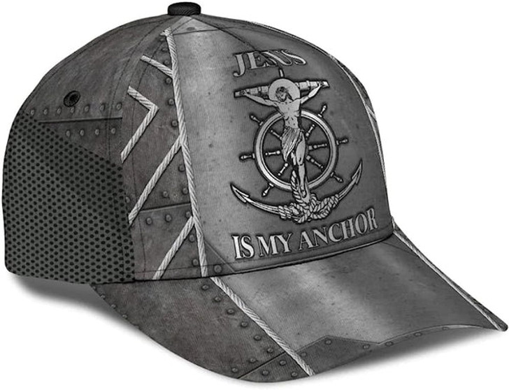 FUNSTUFFPRINT Jesus Is My Anchor Baseball Cap - Christian Hats for Men and Women