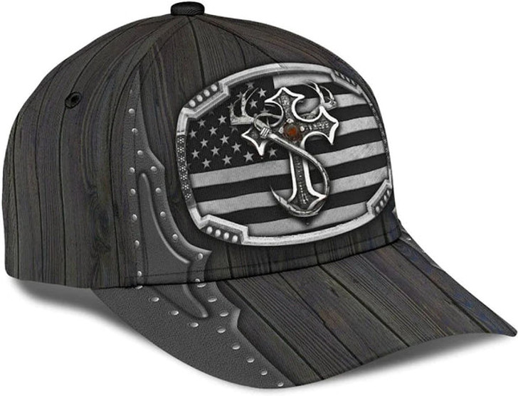 FUNSTUFFPRINT Jesus Hunting Fishing Cross Baseball Cap - Christian Hats for Men and Women