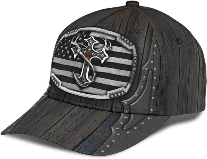 FUNSTUFFPRINT Jesus Hunting Fishing Cross Baseball Cap - Christian Hats for Men and Women