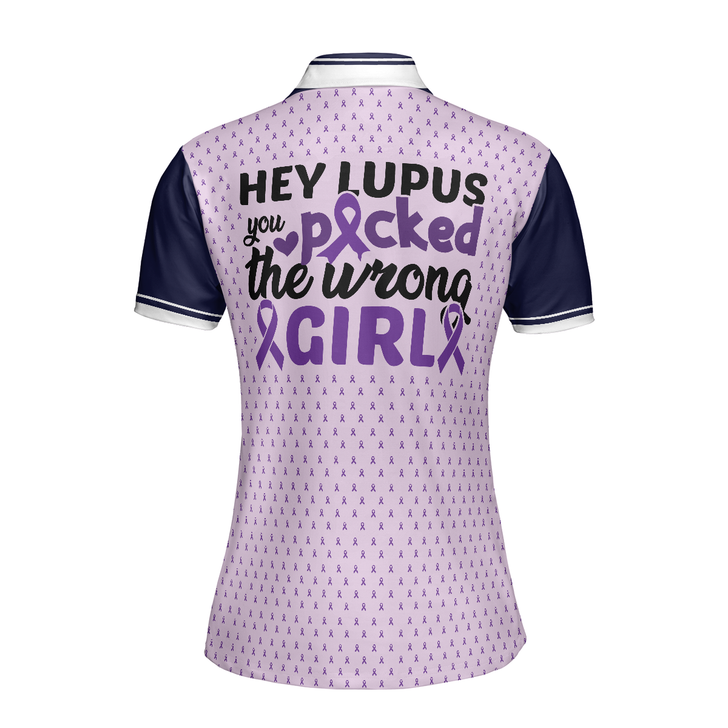 You Picked The Wrong Girl Lupus Awareness Short Sleeve Women Polo Shirt, Purple Lupus Awareness Month Shirt - Perfect Gift For Women