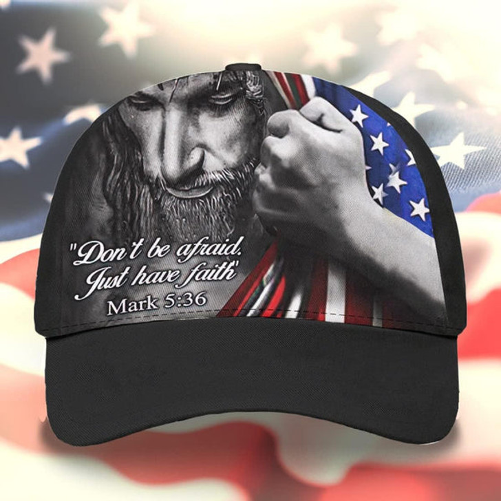 FUNSTUFFPRINT Jesus Don't Be Afraid Just Have Faith Baseball Cap - Christian Hats for Men and Women