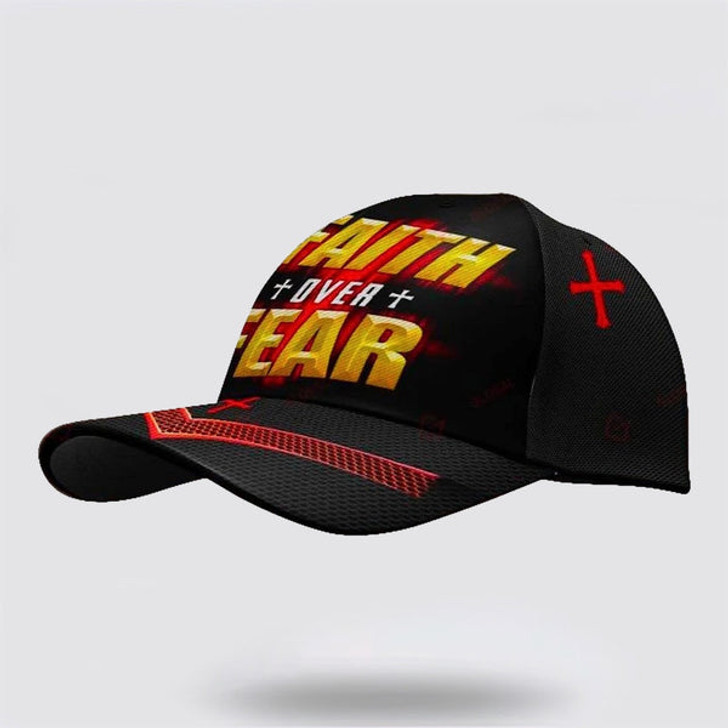 FUNSTUFFPRINT Faith Over Fear Cross Baseball Cap - Christian Hats for Men and Women