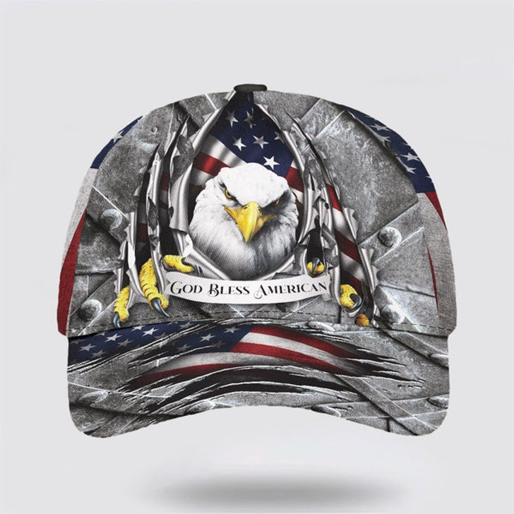 FUNSTUFFPRINT Eagle God Bless America Baseball Cap - Christian Hats for Men and Women