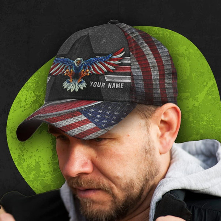 FUNSTUFFPRINT Eagle Custom Name Baseball Cap - Christian Hats for Men and Women