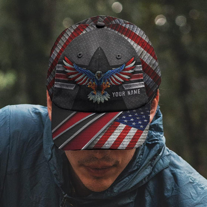 FUNSTUFFPRINT Eagle Custom Name Baseball Cap - Christian Hats for Men and Women
