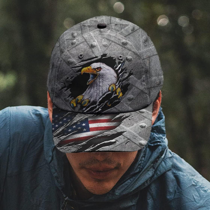 FUNSTUFFPRINT Eagle American Flag Baseball Cap - Christian Hats for Men and Women