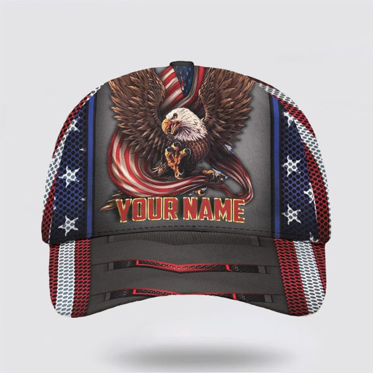 FUNSTUFFPRINT Custom Eagle Ameriacan Custom Name Baseball Cap - Christian Hats for Men and Women