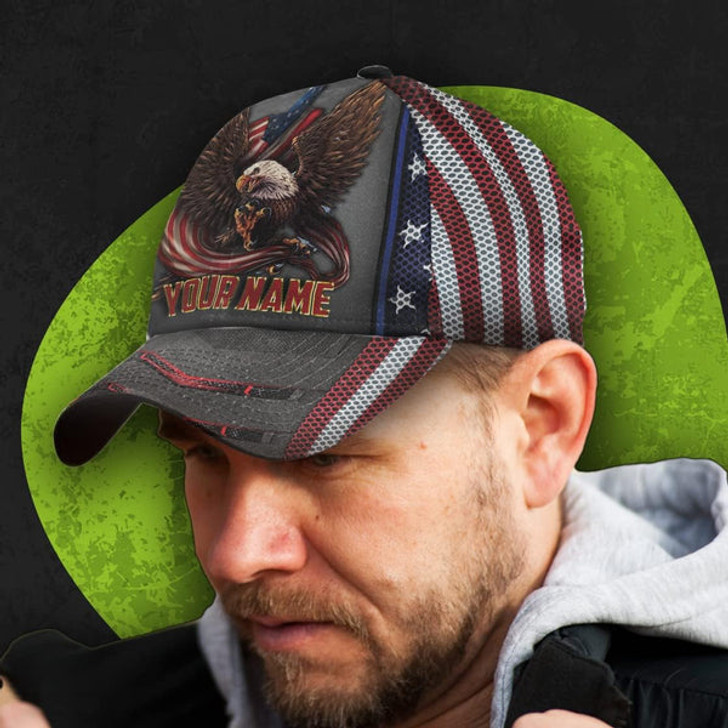 FUNSTUFFPRINT Custom Eagle Ameriacan Custom Name Baseball Cap - Christian Hats for Men and Women