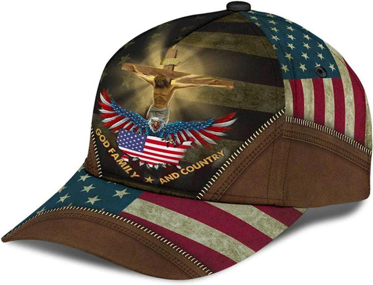 FUNSTUFFPRINT Crucifixion Of Jesus God Family And Country Baseball Cap - Christian Hats for Men and Women