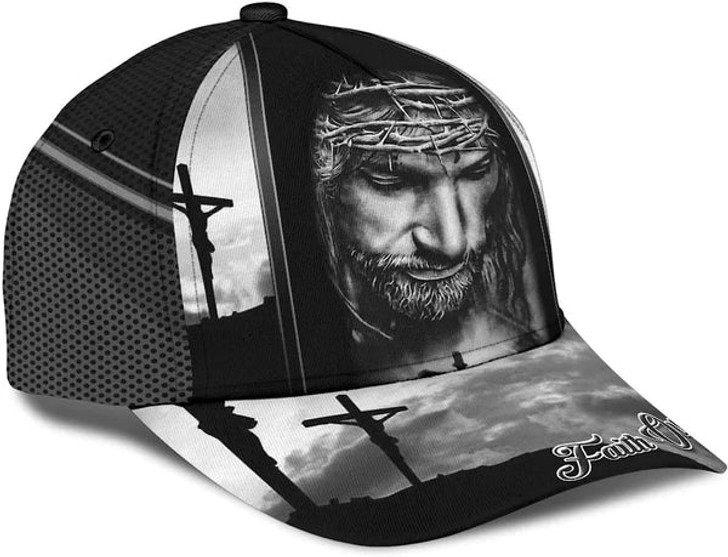 FUNSTUFFPRINT Crucifixion Of Jesus Faith Over Fear Baseball Cap - Christian Hats for Men and Women
