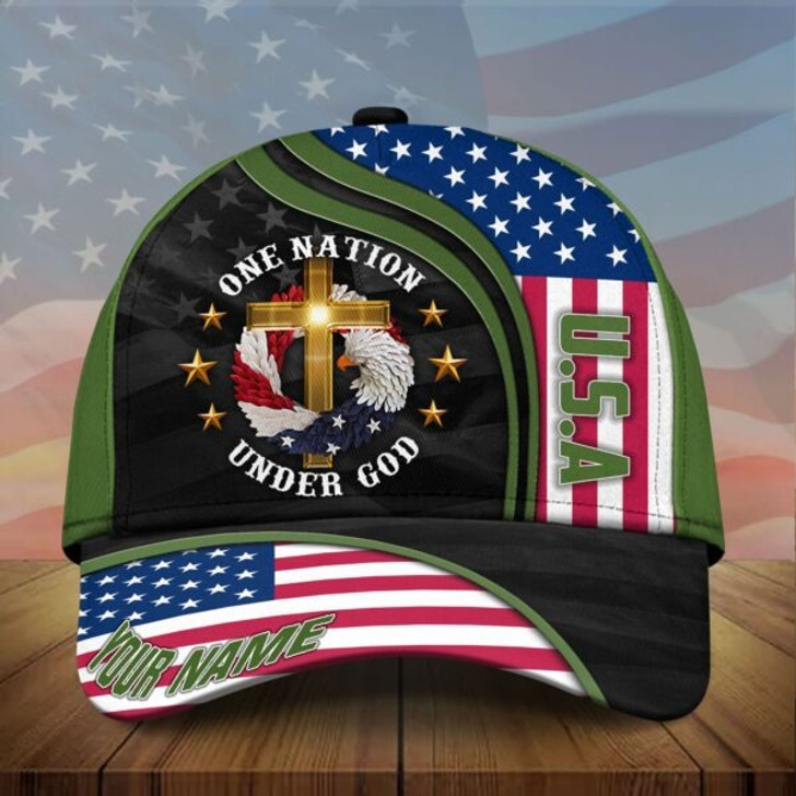 FUNSTUFFPRINT Personalized Premium Eagle Usa Baseball Cap One Nation Under God 3D Printed Classic Hat Multicolor