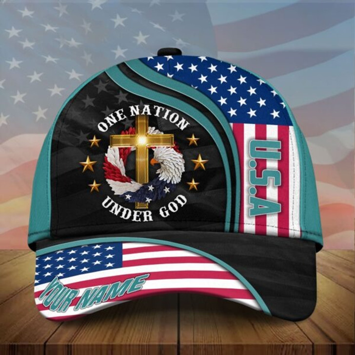 FUNSTUFFPRINT Personalized Premium Eagle Usa Baseball Cap One Nation Under God 3D Printed Classic Hat Multicolor