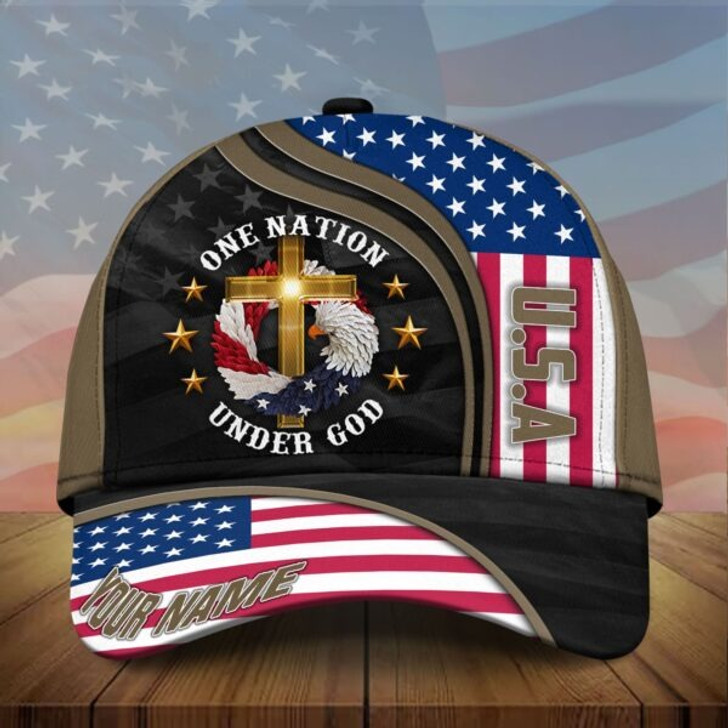 FUNSTUFFPRINT Personalized Premium Eagle Usa Baseball Cap One Nation Under God 3D Printed Classic Hat Multicolor