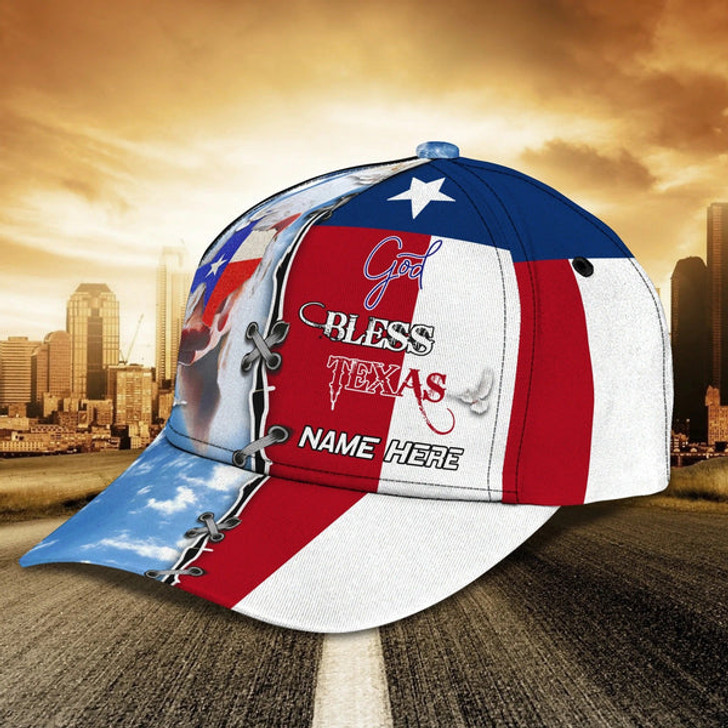 FUNSTUFFPRINT Personalized God Bless Texas 3D Full Print Baseball Cap - Texas American Pride Cap Hat - Texas Cap Hat-SBC-10142