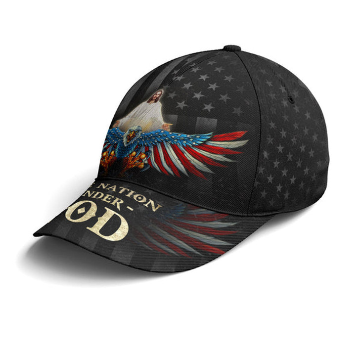 FUNSTUFFPRINT One Nation Under God America Eagle Baseball Cap