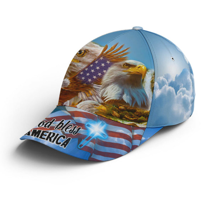 FUNSTUFFPRINT God Bless America Bald Eagle Baseball Cap