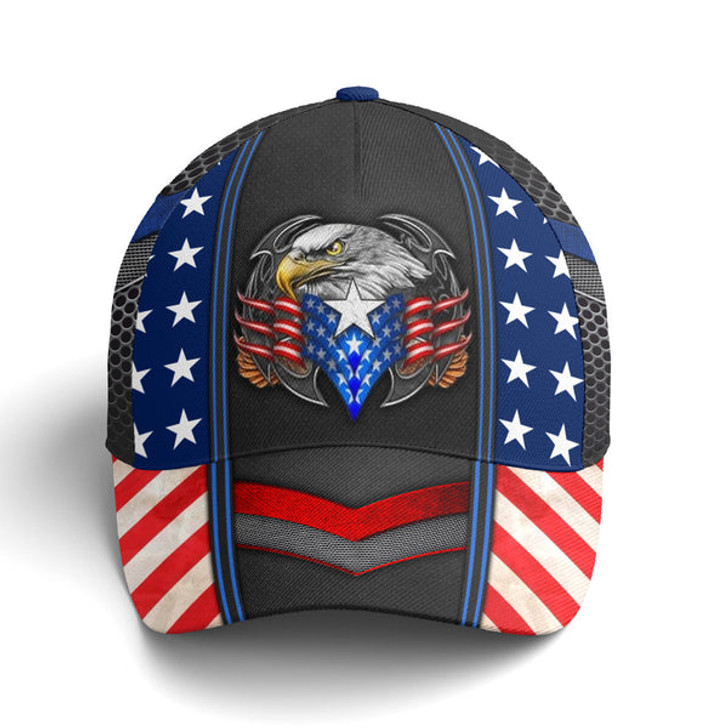 FUNSTUFFPRINT Eagles America US Flag Metallic Baseball Cap