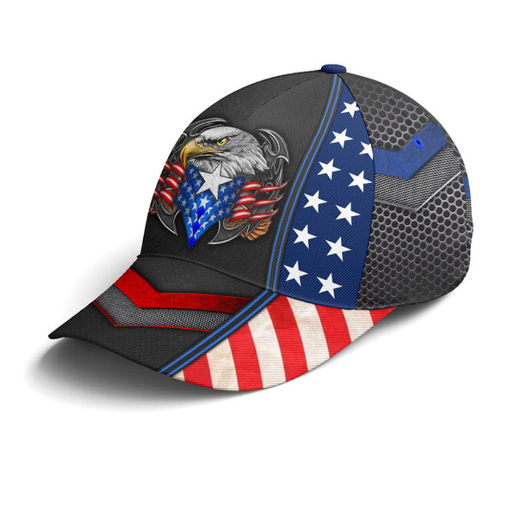 FUNSTUFFPRINT Eagles America US Flag Metallic Baseball Cap