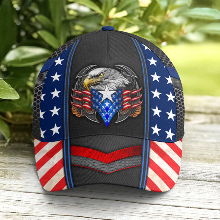 FUNSTUFFPRINT Eagles America US Flag Metallic Baseball Cap