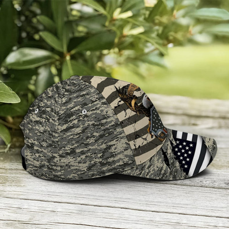 FUNSTUFFPRINT Eagle Veteran US Flag Camo Pattern Baseball Cap