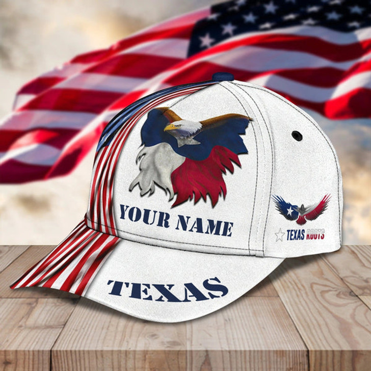 FUNSTUFFPRINT Custom 3D All Over Print Texas Roots Cap Hat - Eagle Texas Classic Cap - Baseball Texas Caps