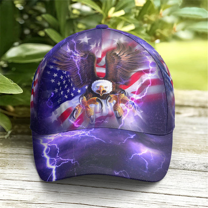 FUNSTUFFPRINT American Flag Bald Eagle Burst Blue Baseball Cap Patriotic Classic Cap Men Women