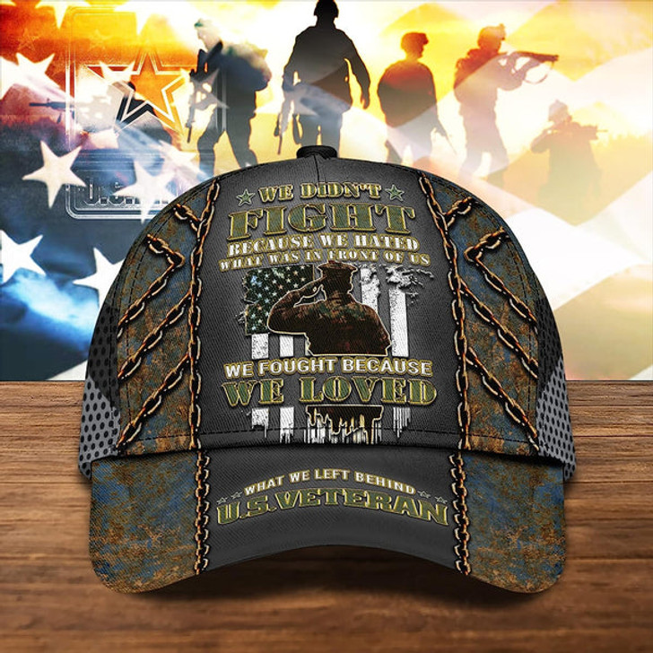 FUNSTUFFPRINT Veteran Cap For Dad We Didn't Fight Because We Hated All Over Print Baseball Cap - Christian Hats For Men Women