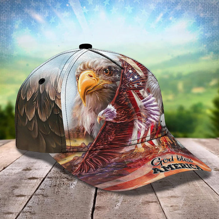 FUNSTUFFPRINT Us Bald Eagle God Bless America Custom Name All Over Print Baseball Cap - Christian Hats For Men Women