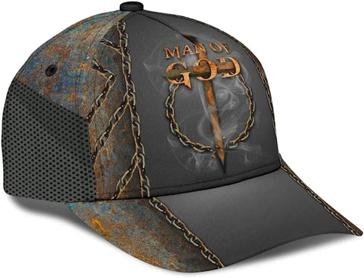 FUNSTUFFPRINT Man Of God Cross All Over Print Baseball Cap - Christian Hats For Men Women